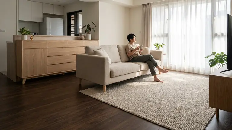 深色地板怎麼搭淺色家具?客廳不顯暗、也不怕像樣品屋的搭配方法