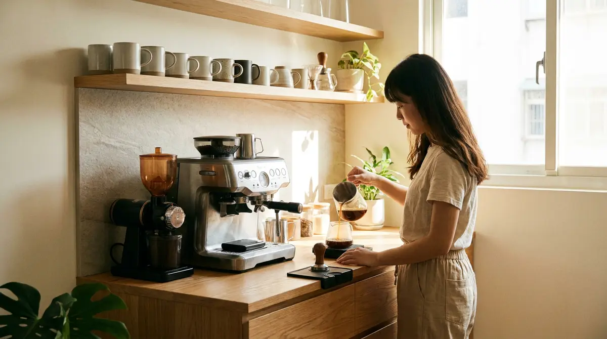 喜歡喝咖啡,家裡怎麼留一個咖啡角?設備、插座到杯子收納這樣安排