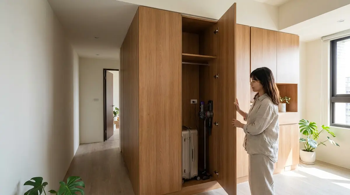 家裡沒有雜物間怎麼辦?用櫃體、走道與畸零空間打造集中收納區