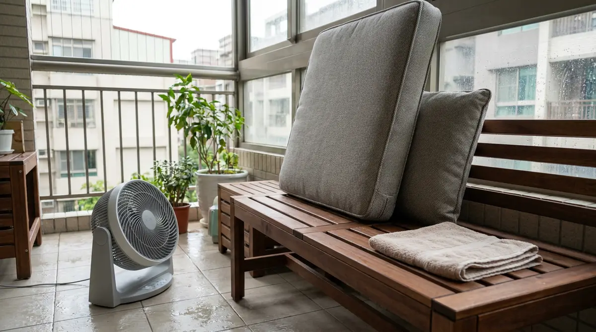 戶外椅墊淋雨後怎麼晾乾？別只曬表面，這樣做才不容易悶出霉味
