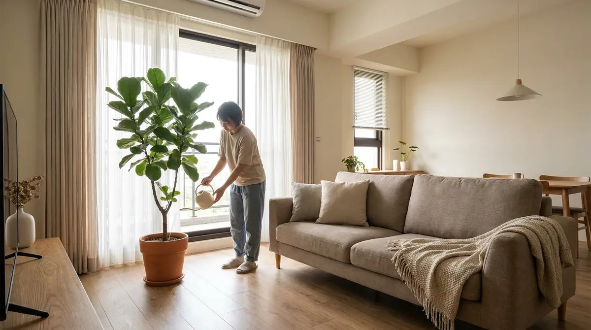 大型植栽適合放客廳哪裡?先找窗邊,再看沙發旁走不走得過