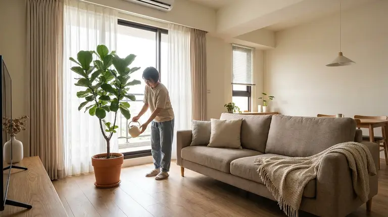 大型植栽適合放客廳哪裡？先找窗邊，再看沙發旁走不走得過