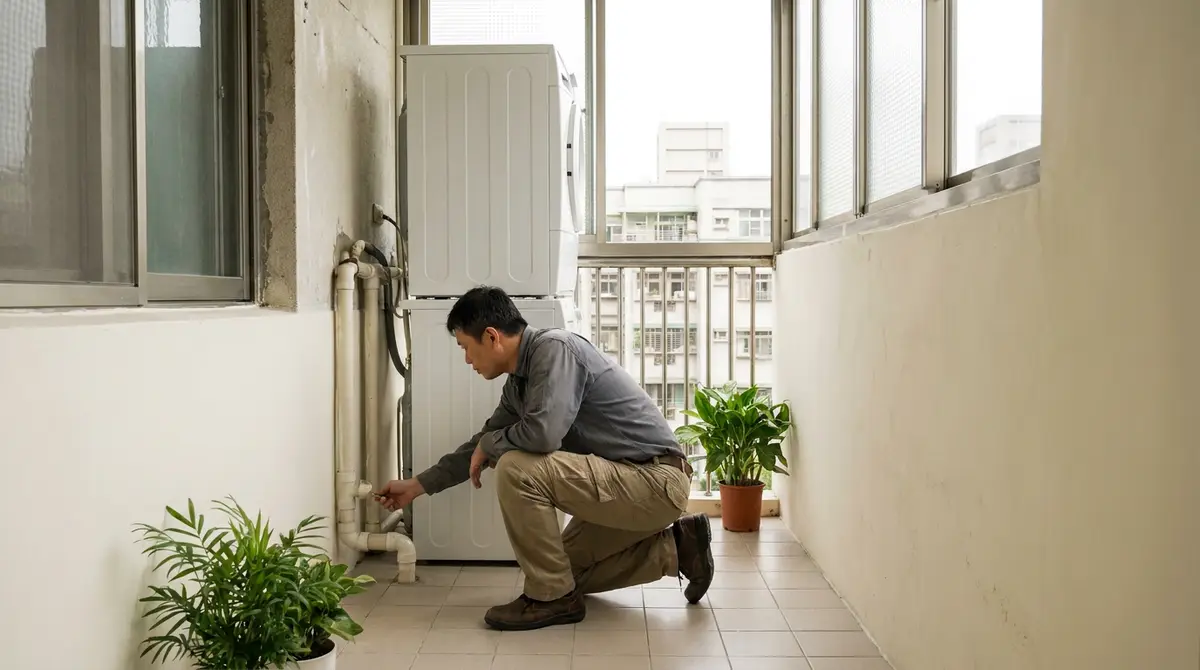 老屋陽台洗衣機排水怎麼改?先找對管線,再決定要不要敲地板