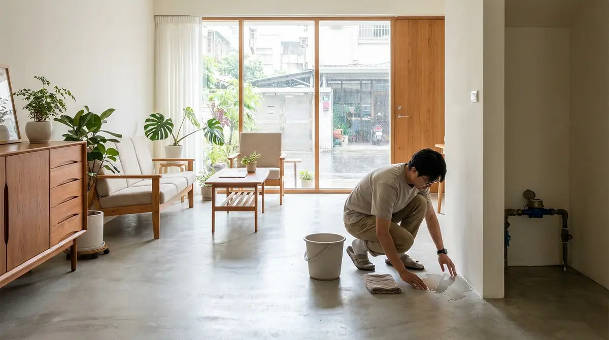 老屋一樓地面冒水怎麼找原因?先看下雨、用水和水表,別急著敲地板