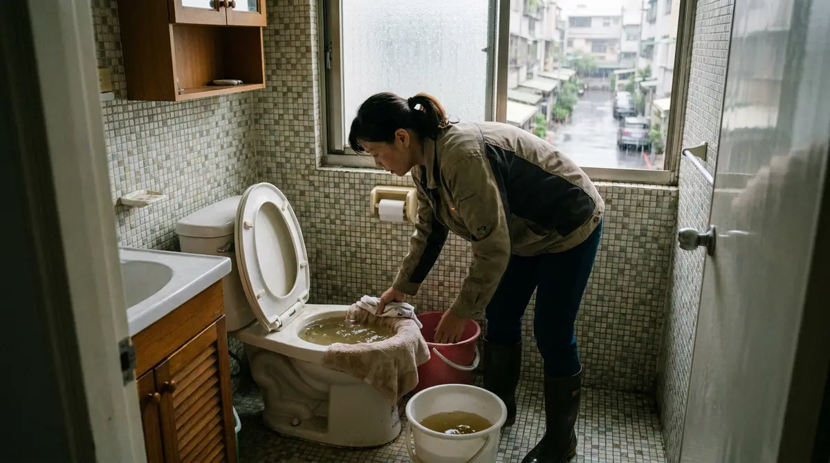老屋下大雨馬桶倒灌怎麼辦?先停用、別再沖水,再找出污水從哪裡來