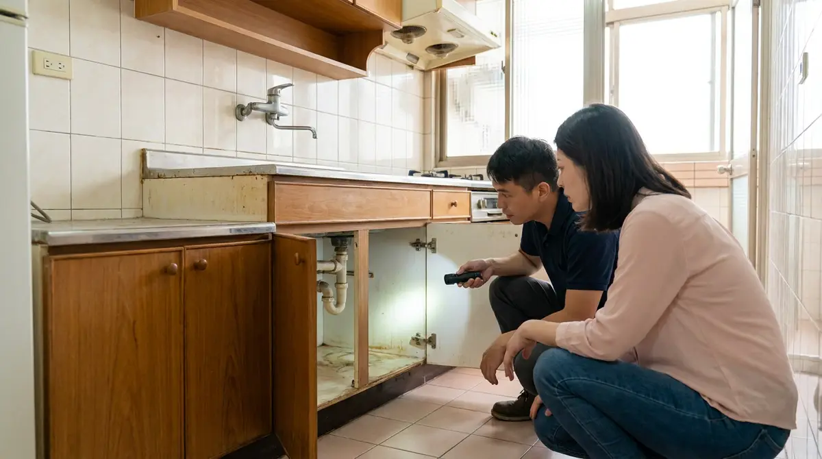 老屋廚房檯面只換不拆櫃可以嗎?先看櫃子底下,再決定怎麼省
