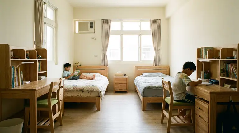 兩個小孩共用房間怎麼設計?從雙床配置到書桌收納的實用規劃